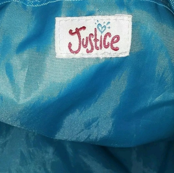 JUSTICE BLUE SEQUINED Draw string back pack NWOT - Picture 2 of 6
